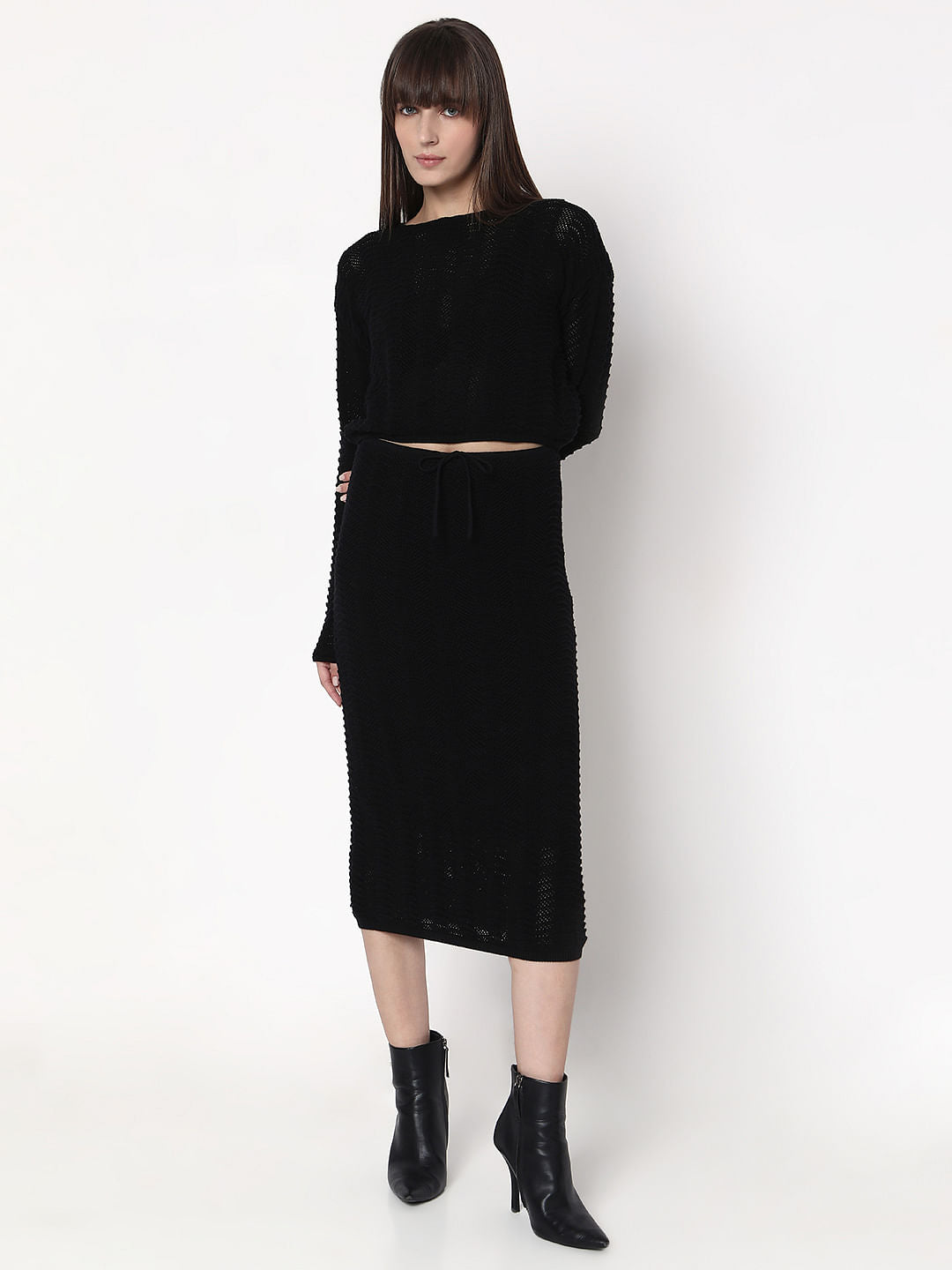 Black Knitted Co-Ord Set Skirt