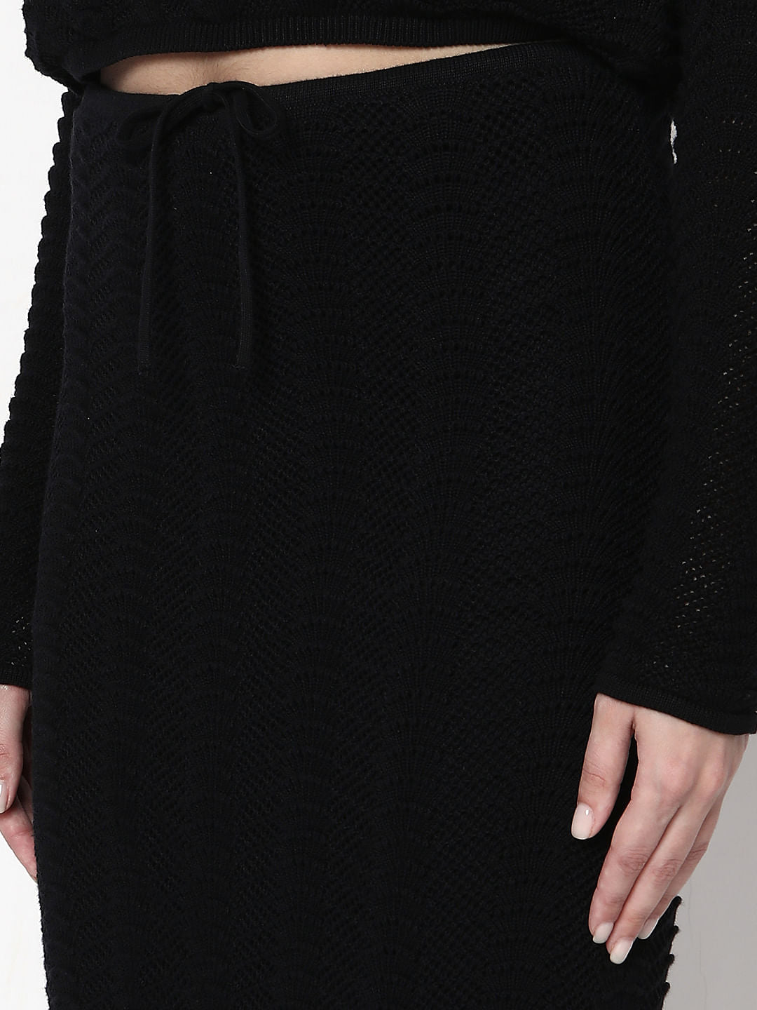 Black Knitted Co-Ord Set Skirt