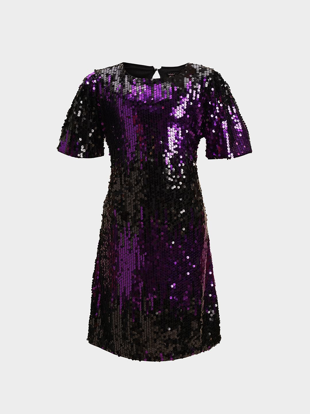 Girls Black Sequined Sheath Dress