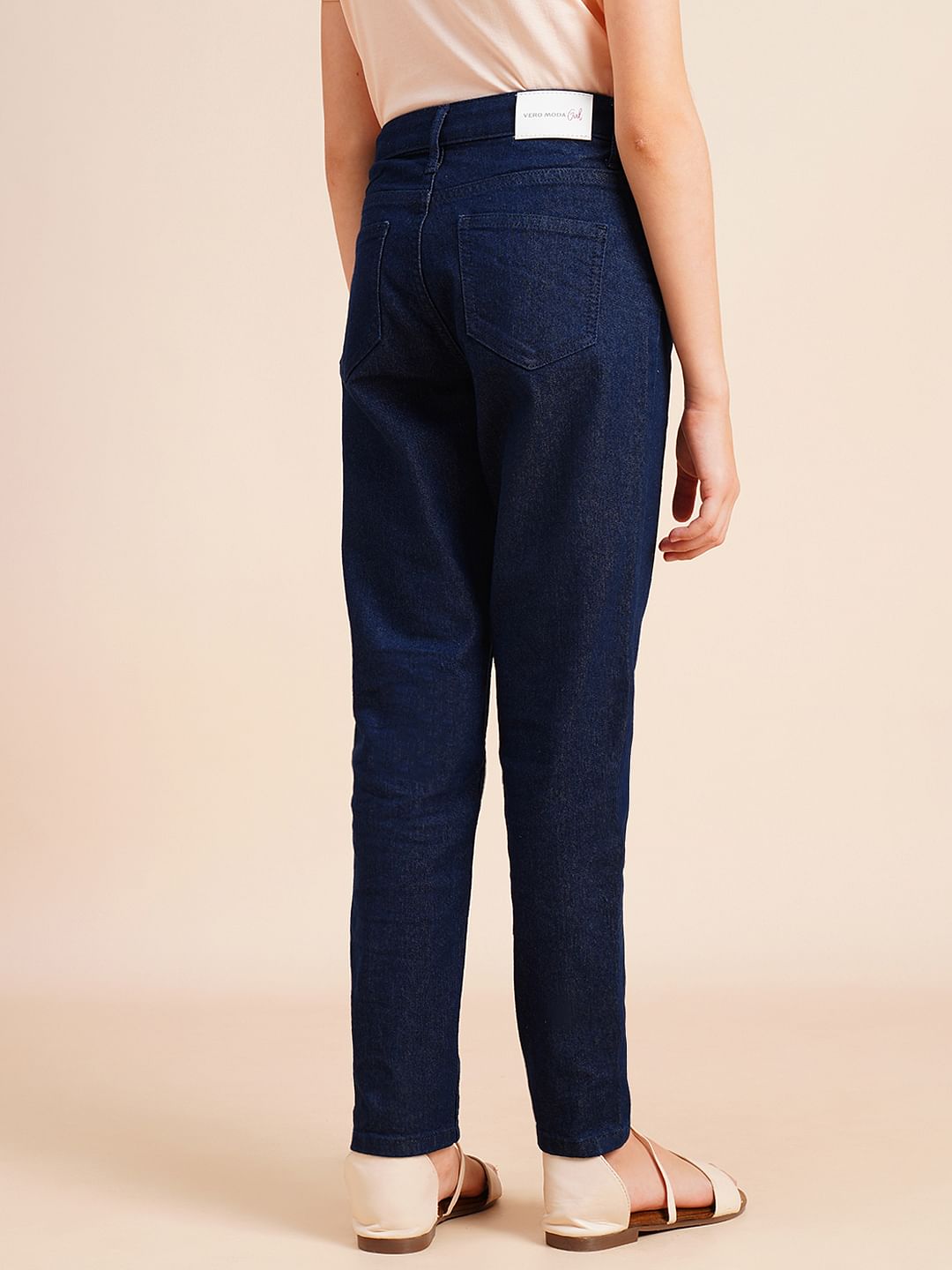 Girls Dark Blue Mid Rise Skinny Jeans