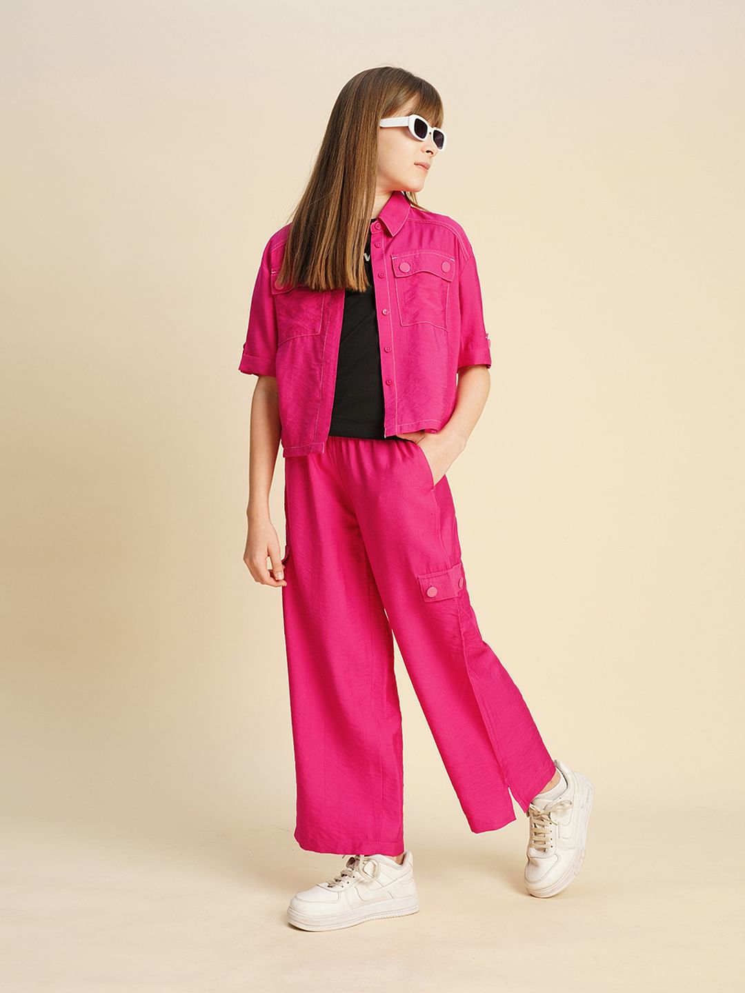 Girls Pink Utility Cargo Pants