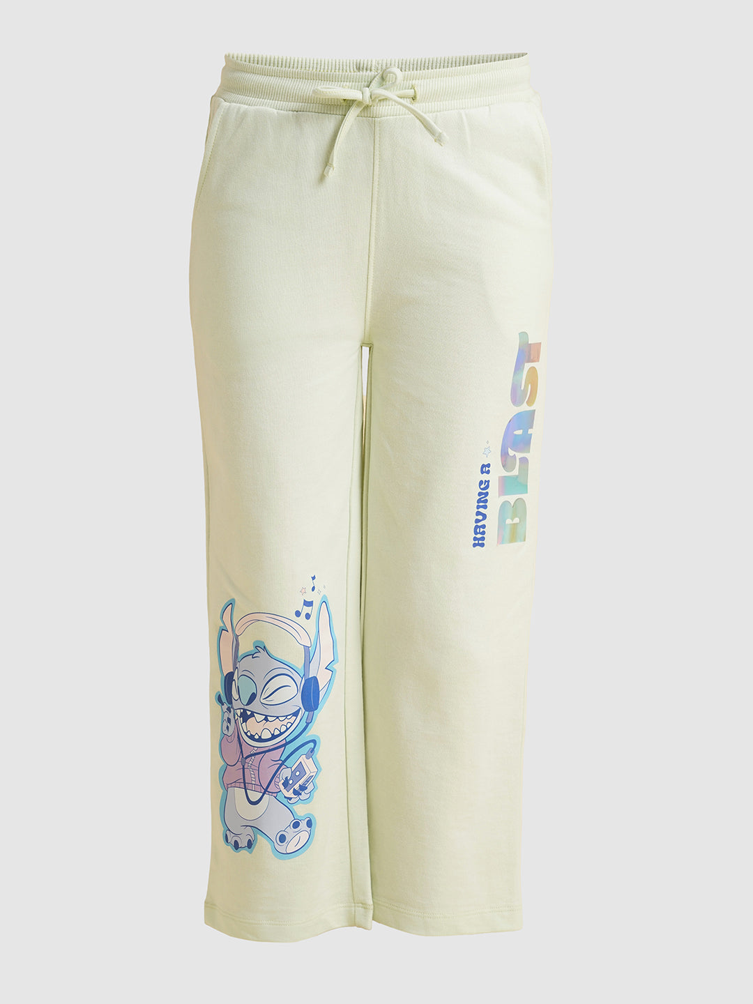 Girls Blue Stitch Graphic Print Pants