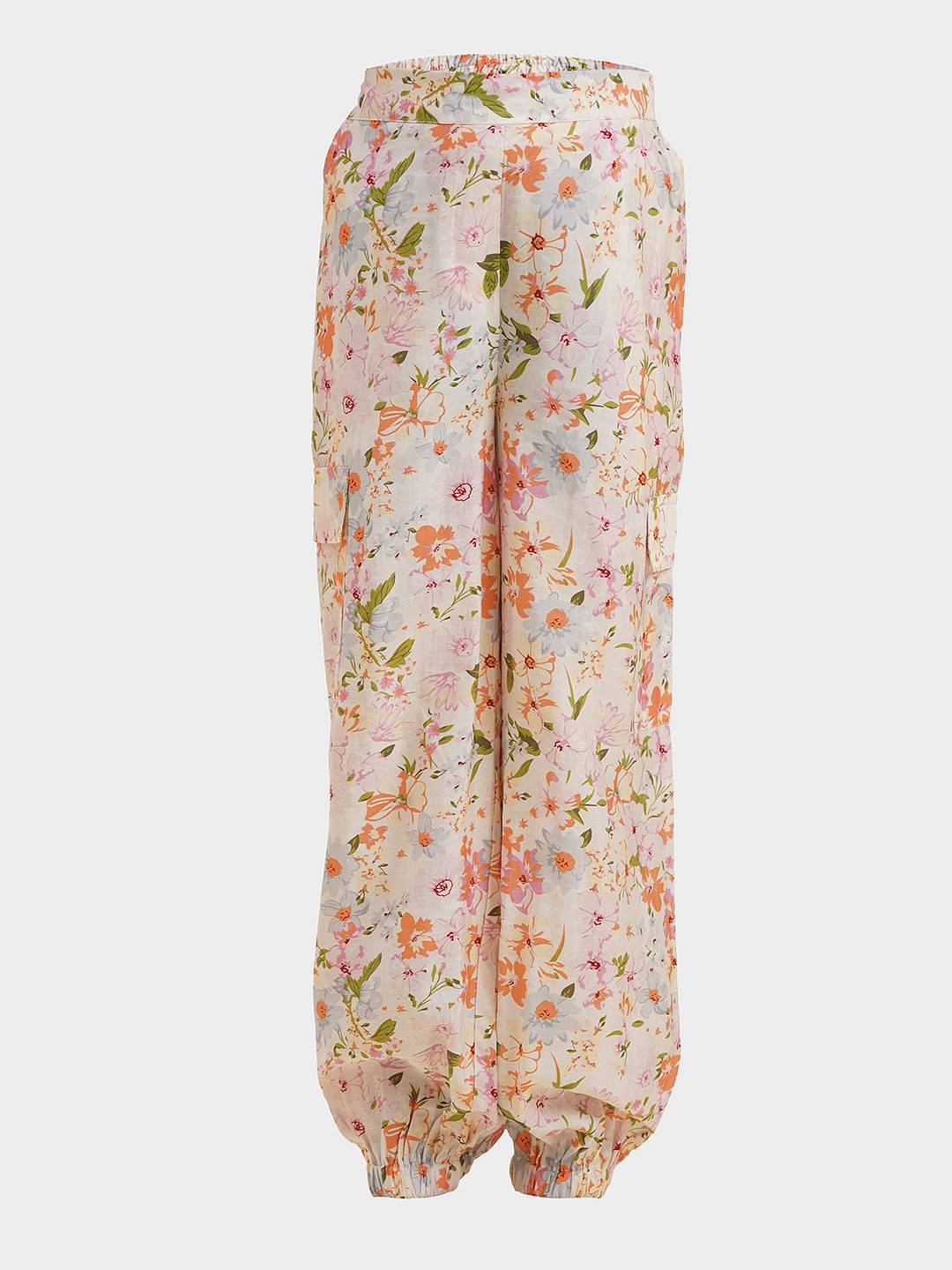 Girls White Floral Co-Ord Set Joggers