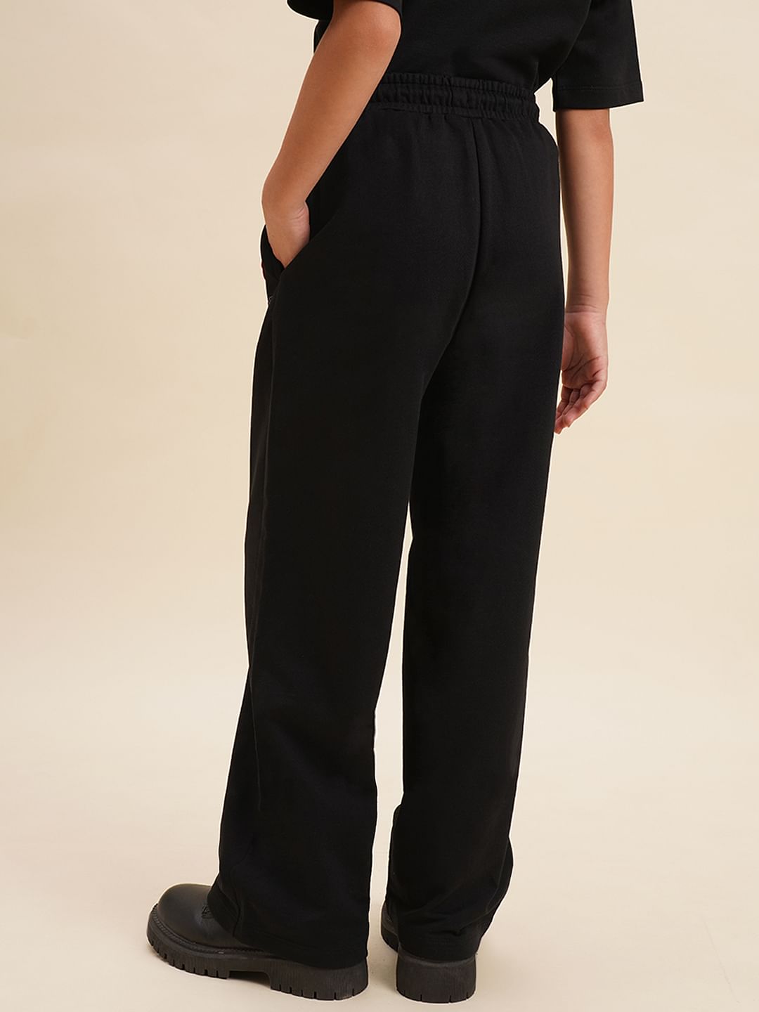 Girls Black Spongebob Cotton Sweatpants