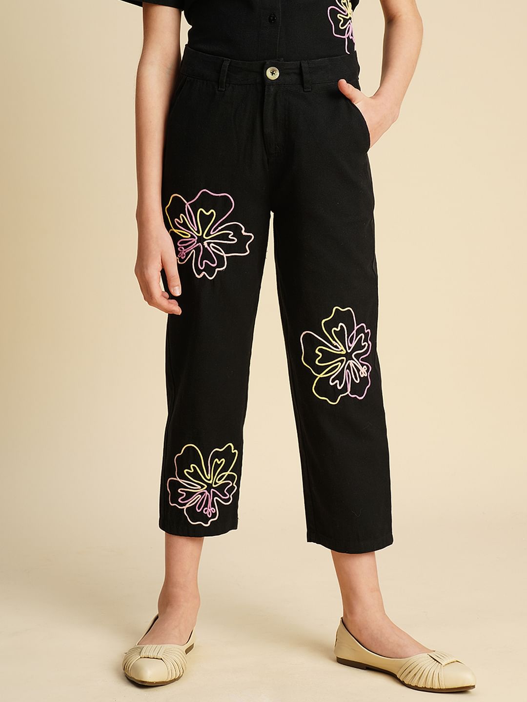 Girls Black Cording Detail Co-Ord Set Pant