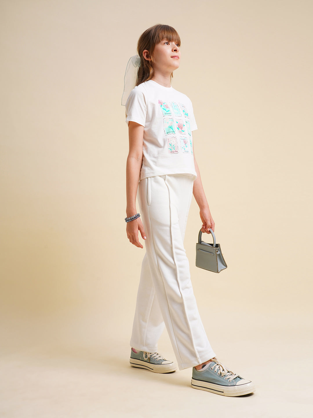 Wide Leg Girls Jeans Joggers Girls White Cotton Relaxed Fit Joggers