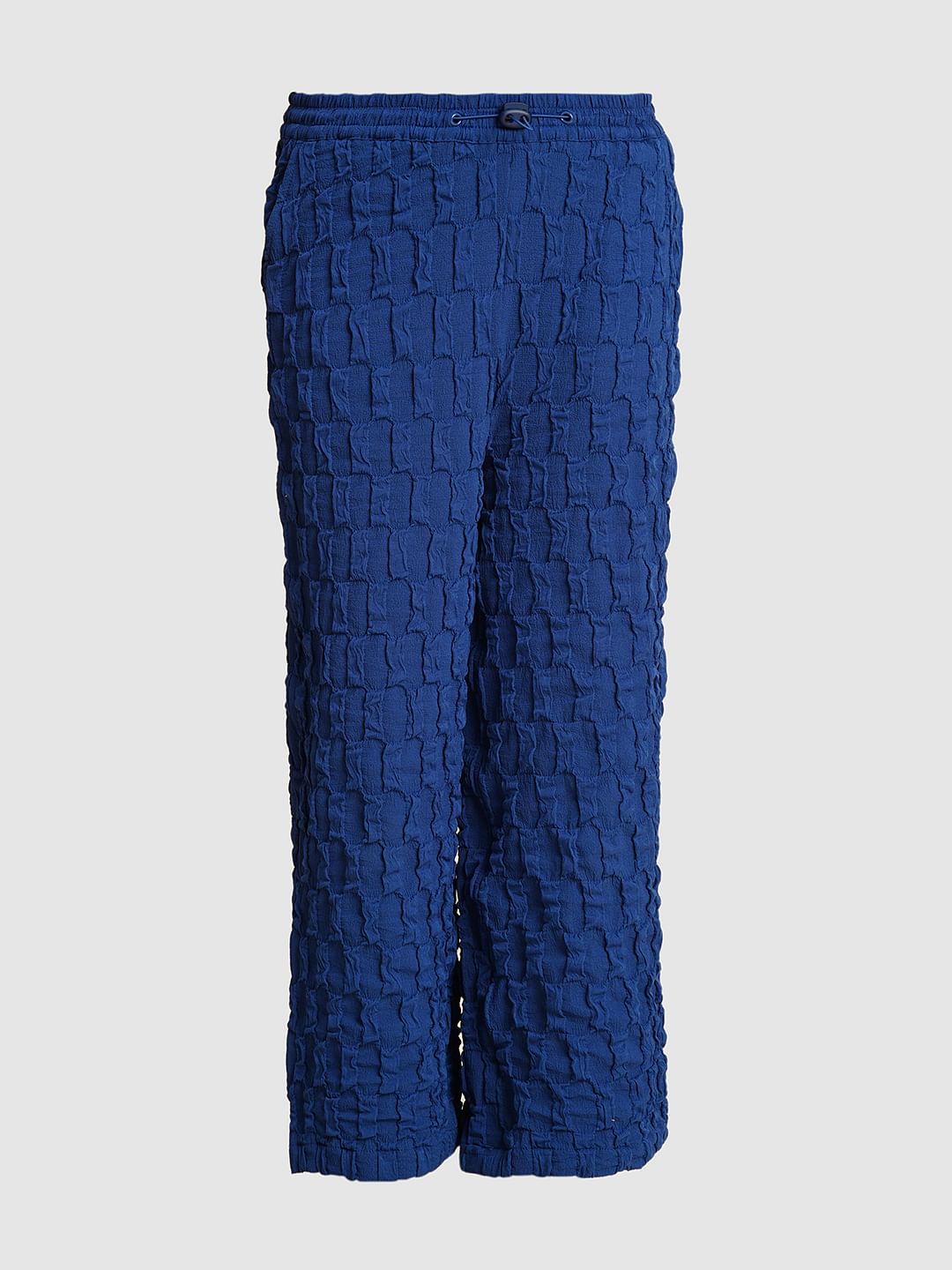 Girls Blue Textured Co-Ord Set Pants