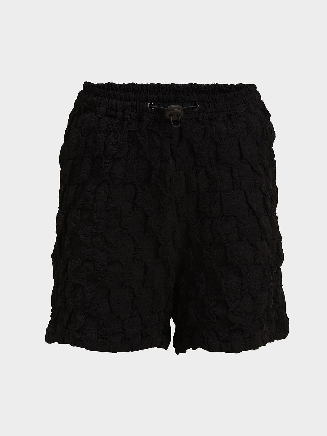 Girls Black Textured Co-Ord Set Shorts
