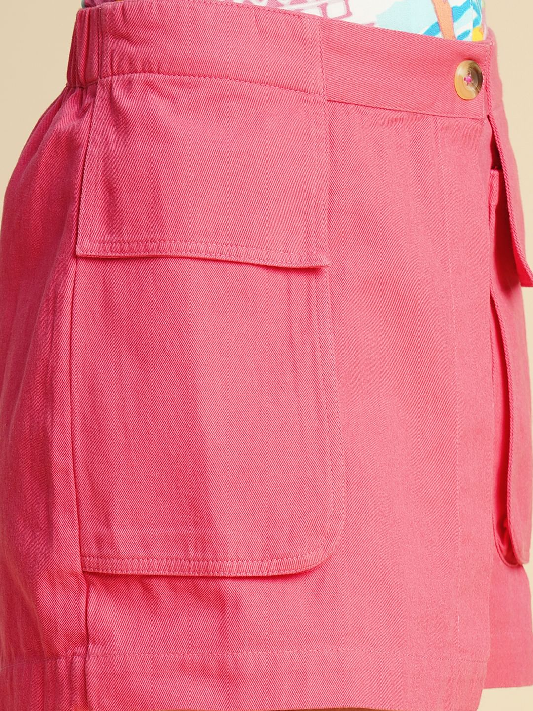 Girls Pink Cargo Skorts