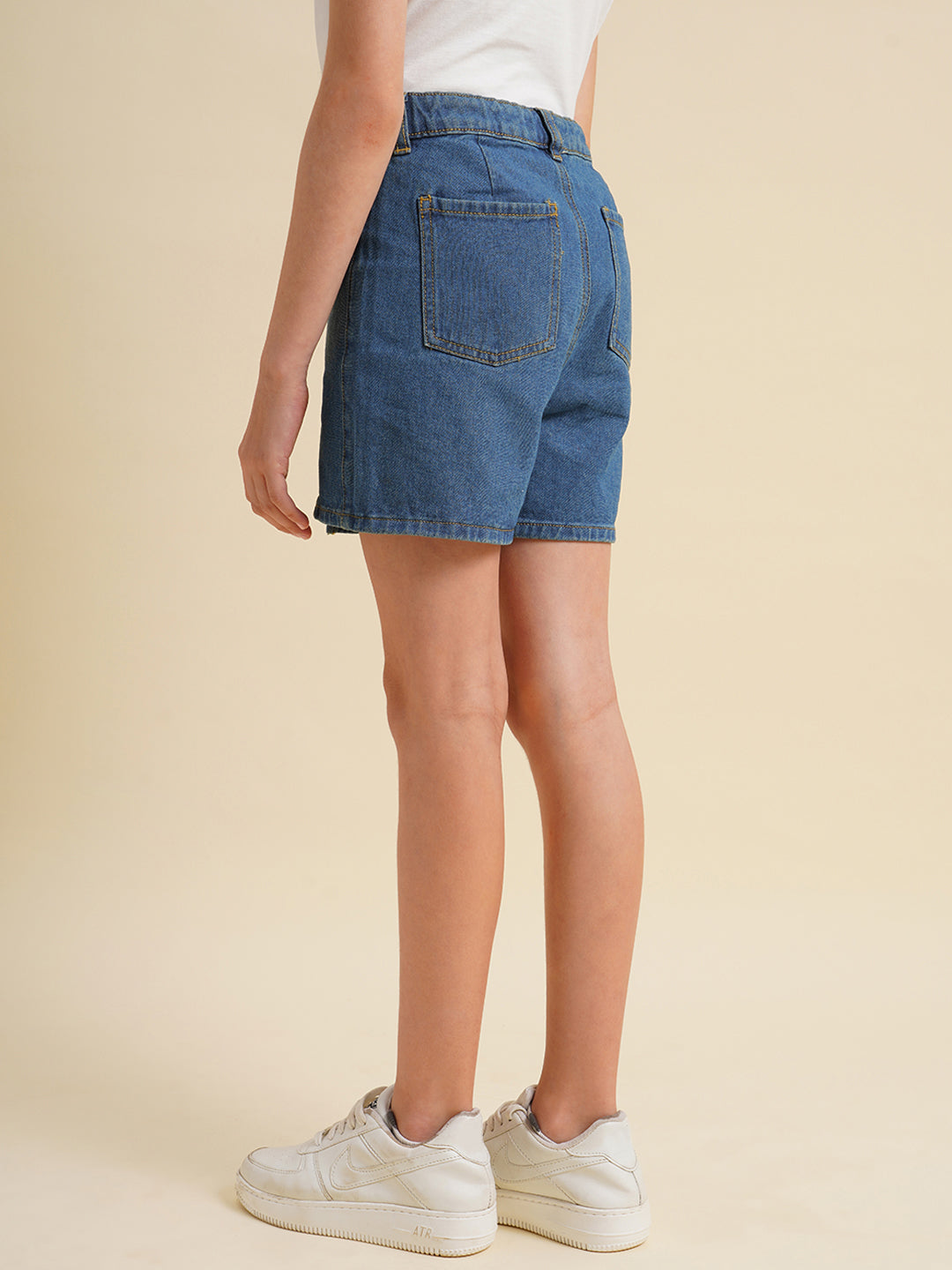 Girls Blue Cotton Denim Skort
