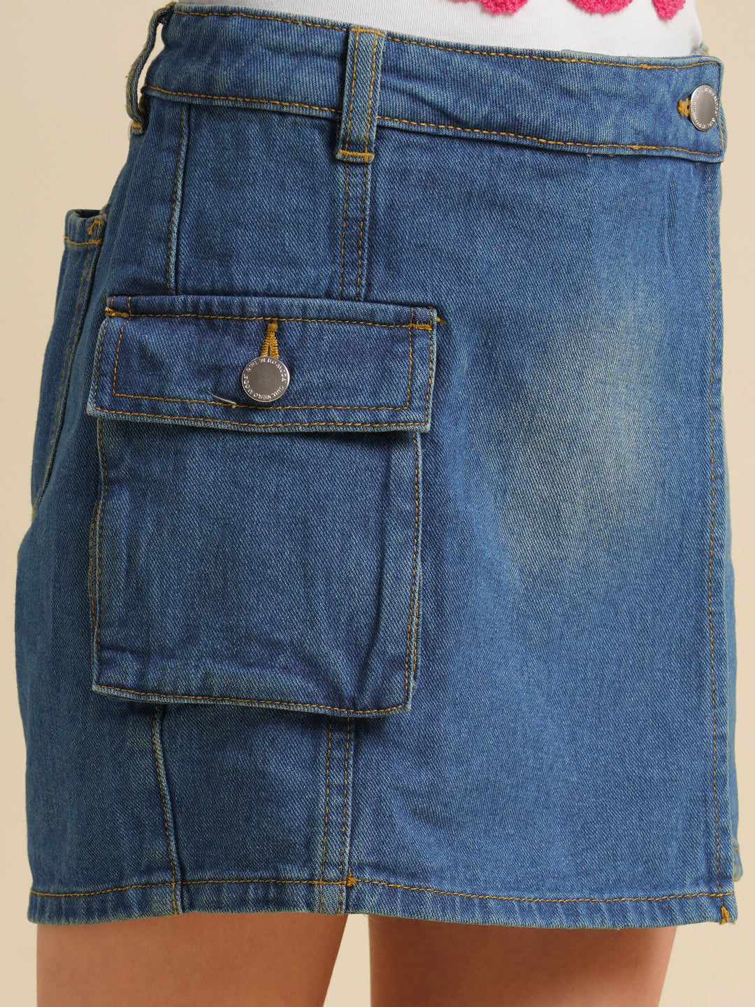 Girls Blue Cotton Denim Skort