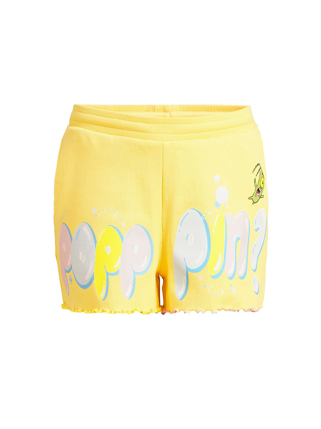 Girls Yellow Ribbed Co-Ord Set Shorts