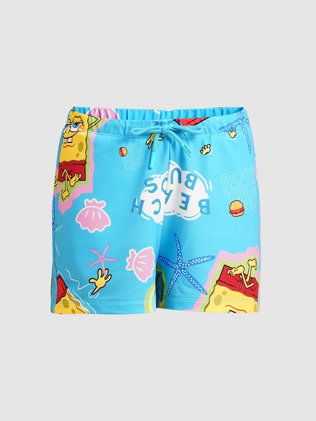 Girls Blue Spongebob Print Shorts