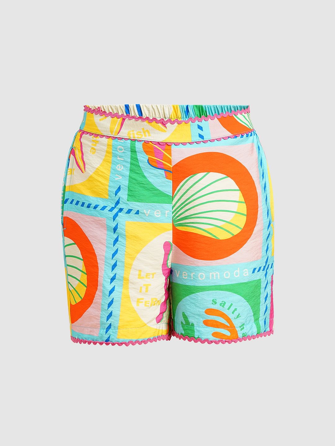 Girls Multi-Colour Printed Co-Ord Set Shorts
