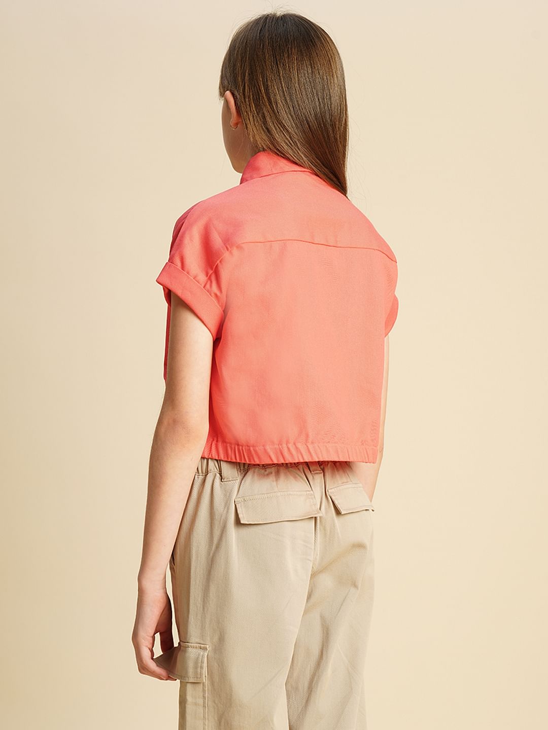 Girls Coral Drop Shoulder Shirt