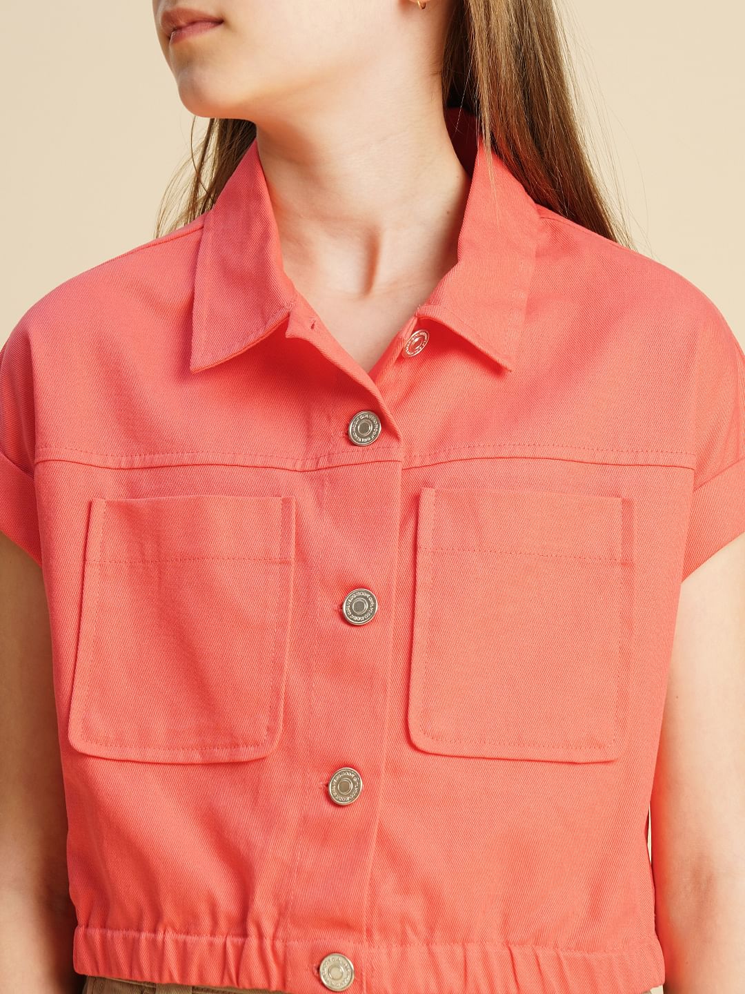 Girls Coral Drop Shoulder Shirt