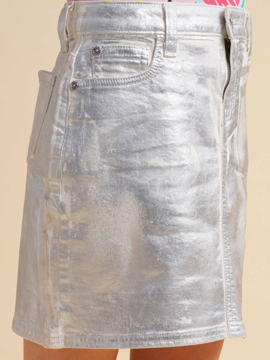 Girls Silver Shimmer Skirt