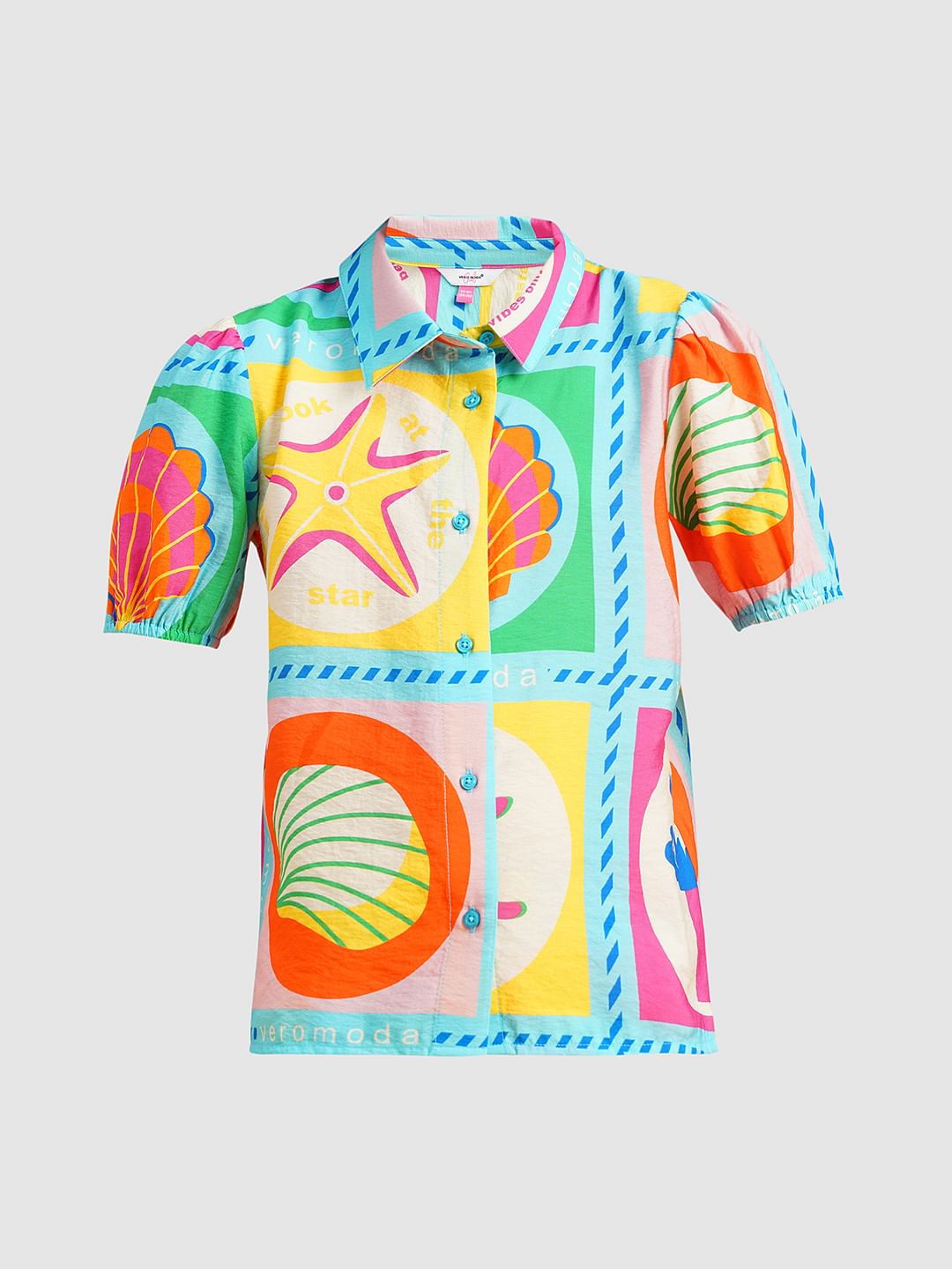 Girls Multi-Colour Printed Co-Ord Set Shirt
