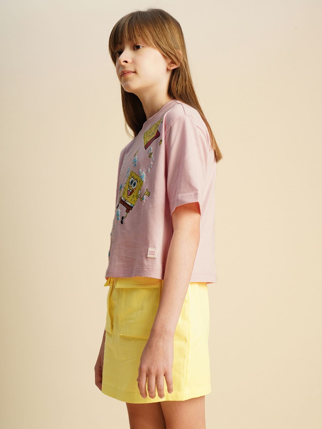 Girls Pink Spongebob Print T-Shirt