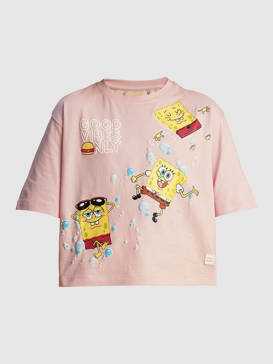 Girls Pink Spongebob Print T-Shirt