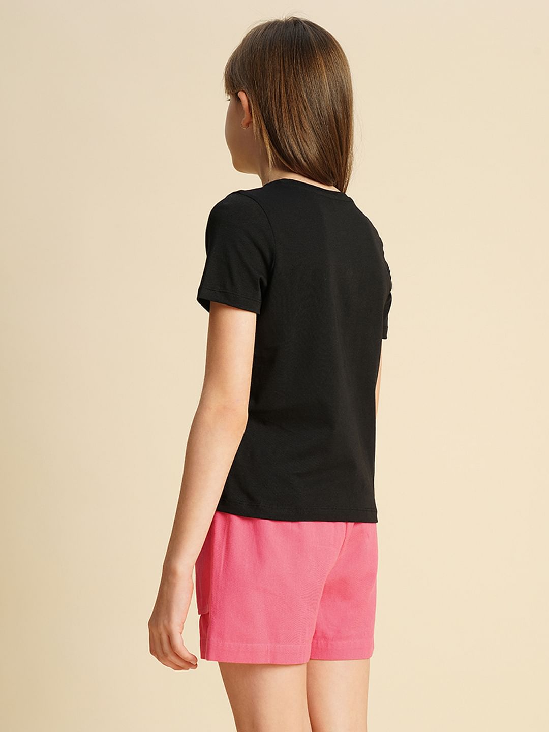 Girls Black Logo Print T-Shirt