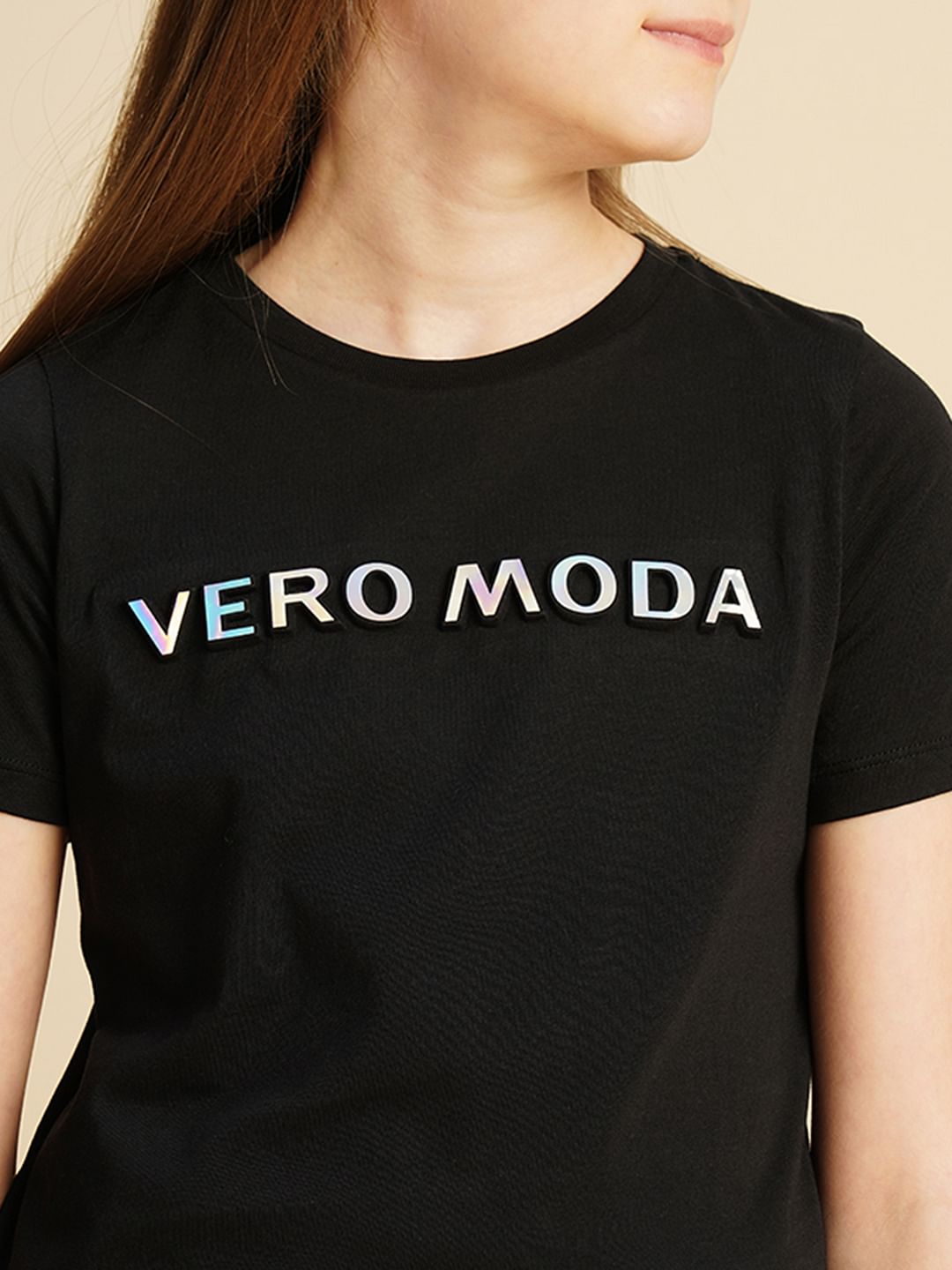 Girls Black Logo Print T-Shirt