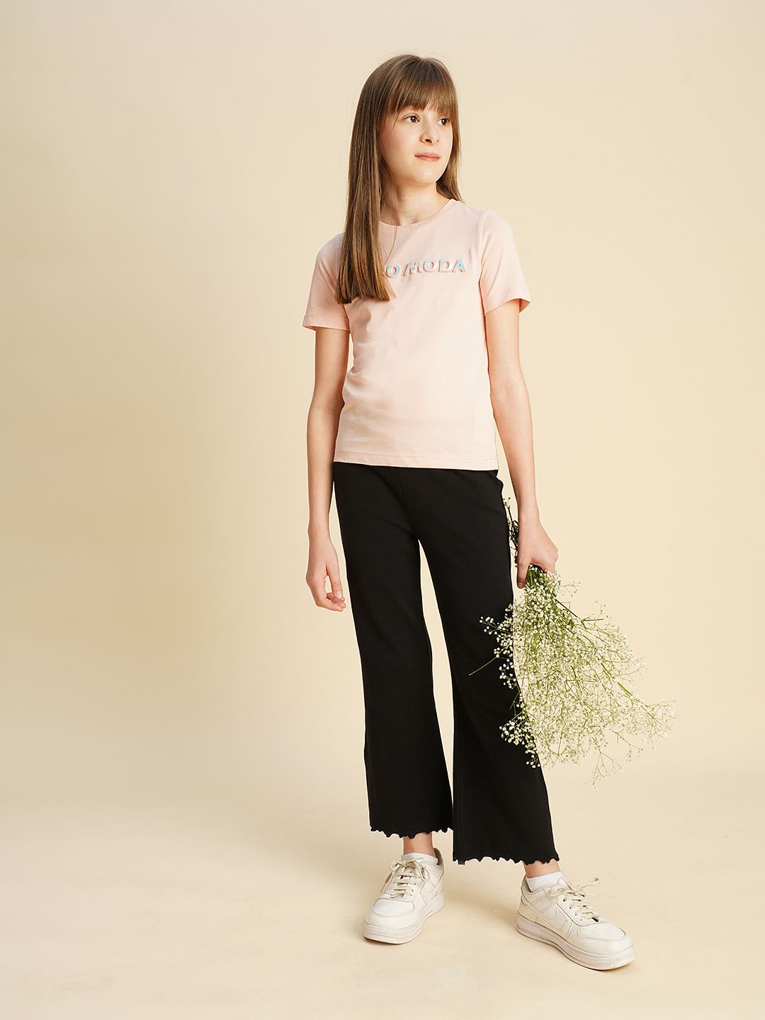 Girls Pink Logo Print T-Shirt