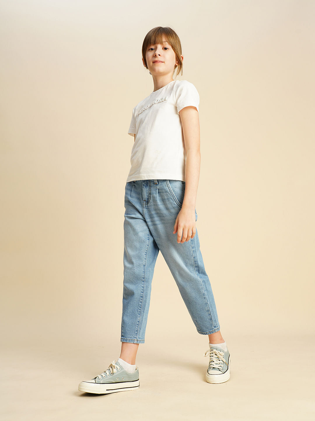 Girls White Logo Print T-Shirt