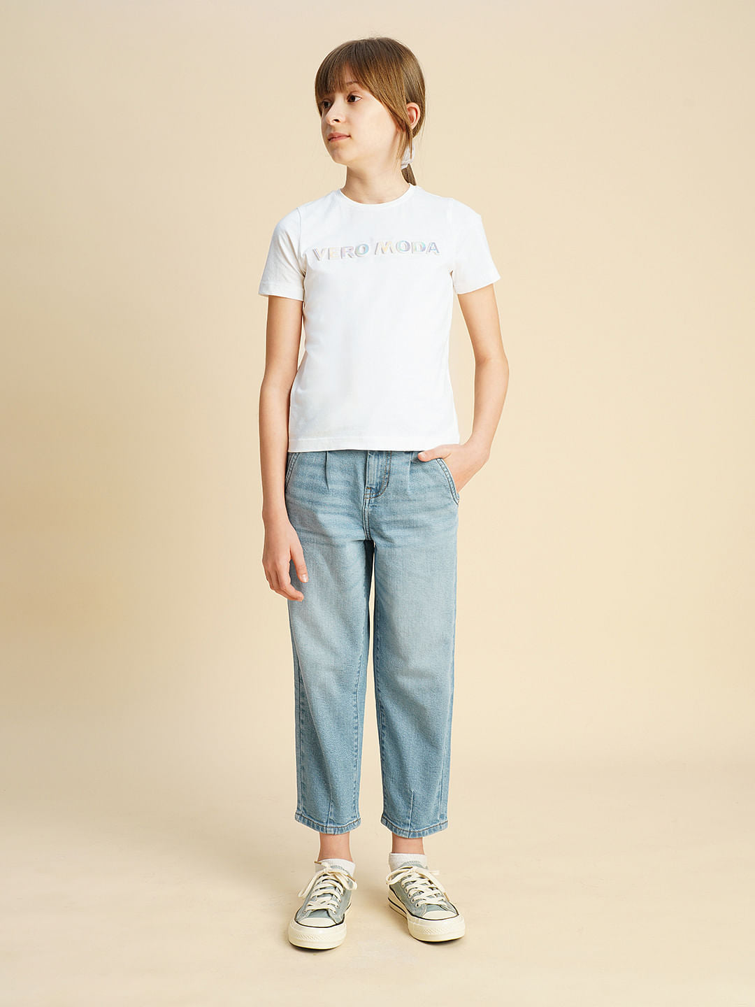 Girls White Logo Print T-Shirt