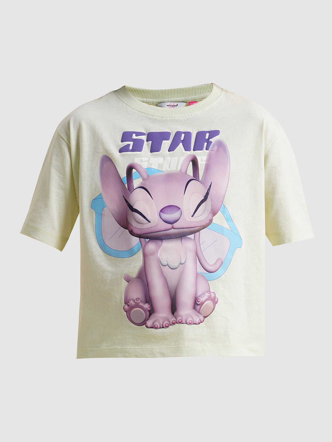 Girls Blue Stitch Graphic Print T-shirt