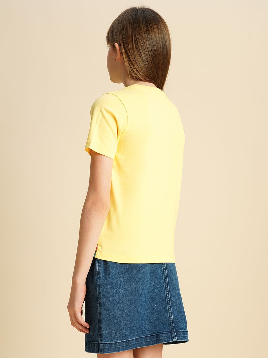 Girls Yellow Spongebob & Patrick Applique T-Shirt