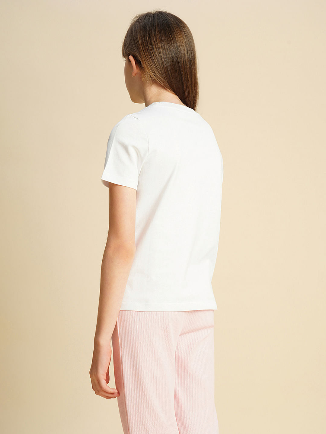 Girls White Spongebob Printed T-Shirt