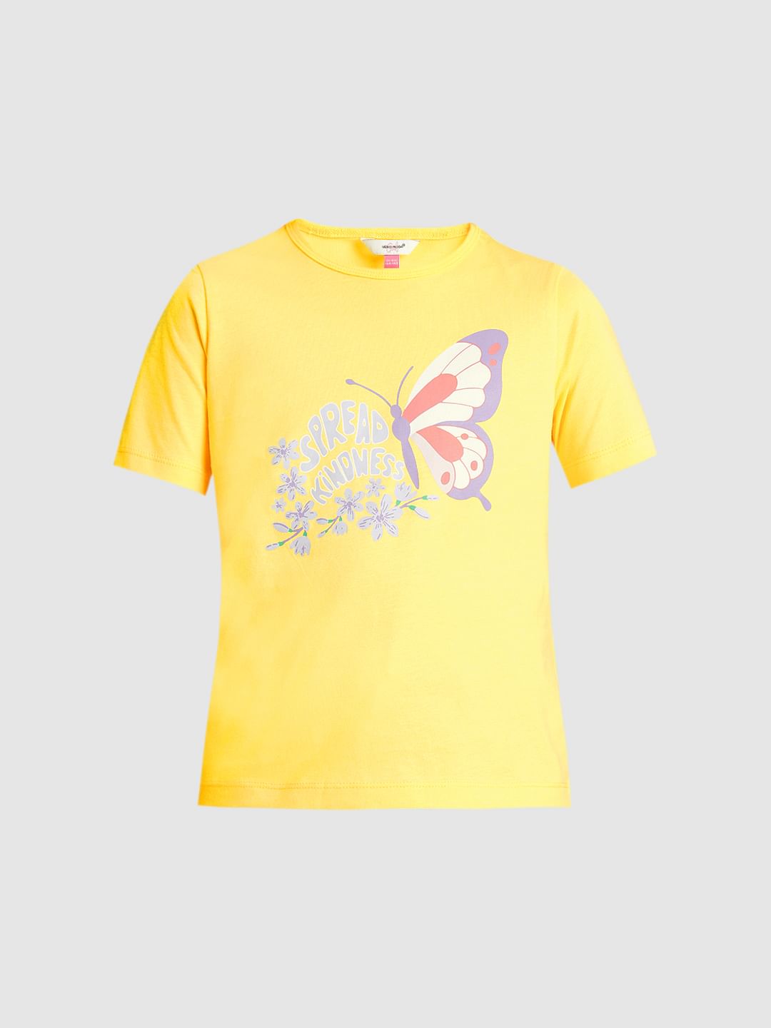 Girls Yellow Graphic Print T-Shirt