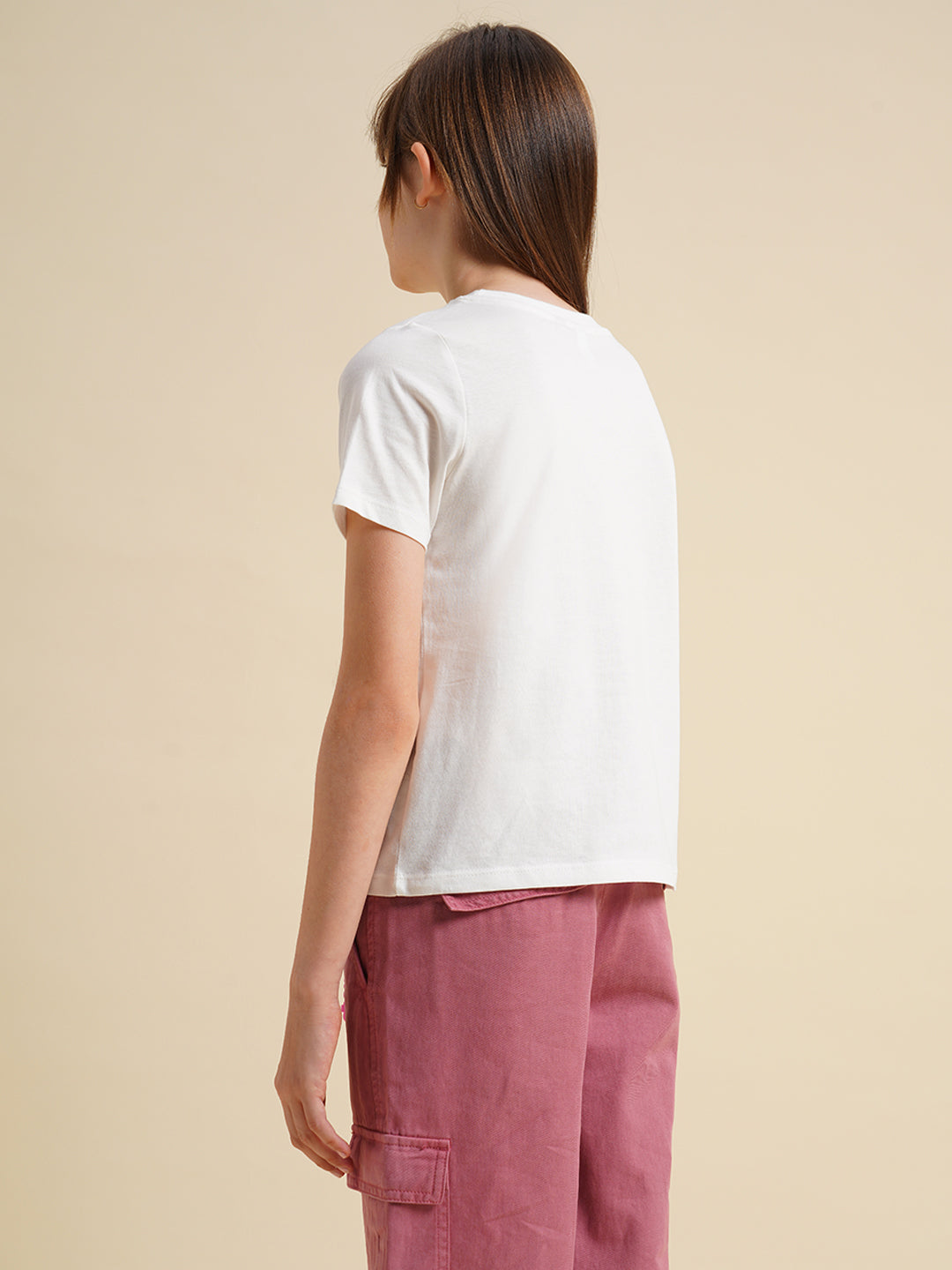 Girls White Turtle Print T-shirt