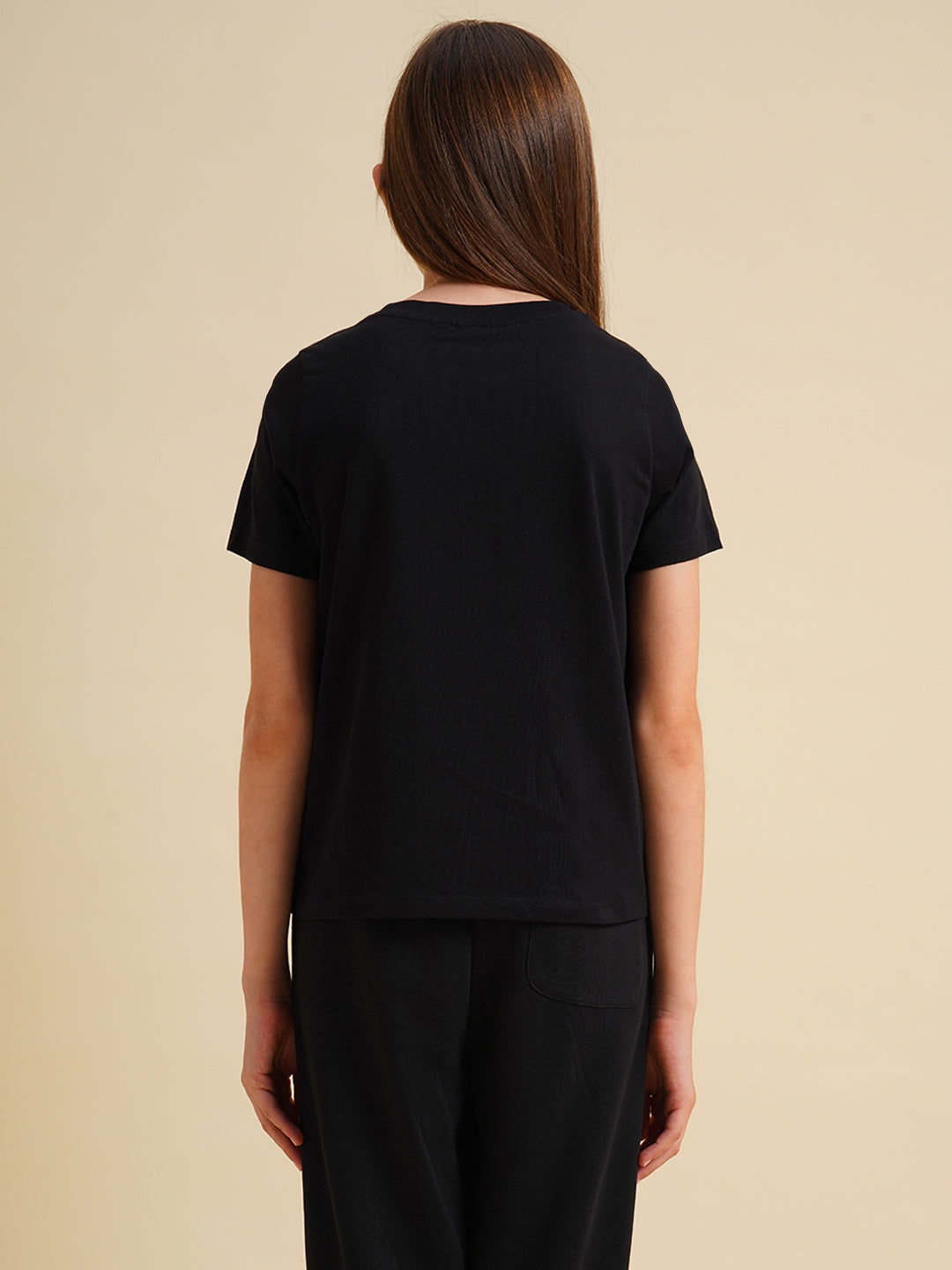 Girls Black Animal Print T-shirt