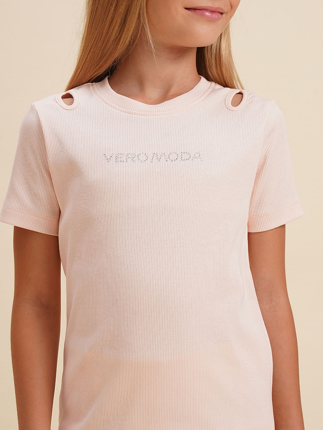 Girls Pink Logo Print T-Shirt