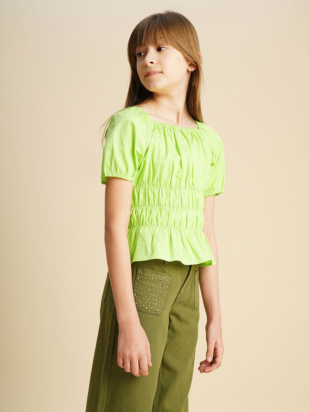 Girls Green Peplum Top