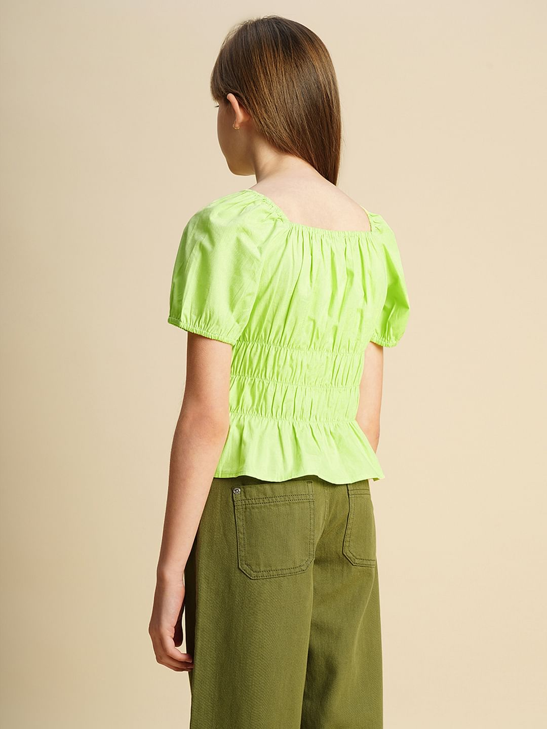 Girls Green Peplum Top