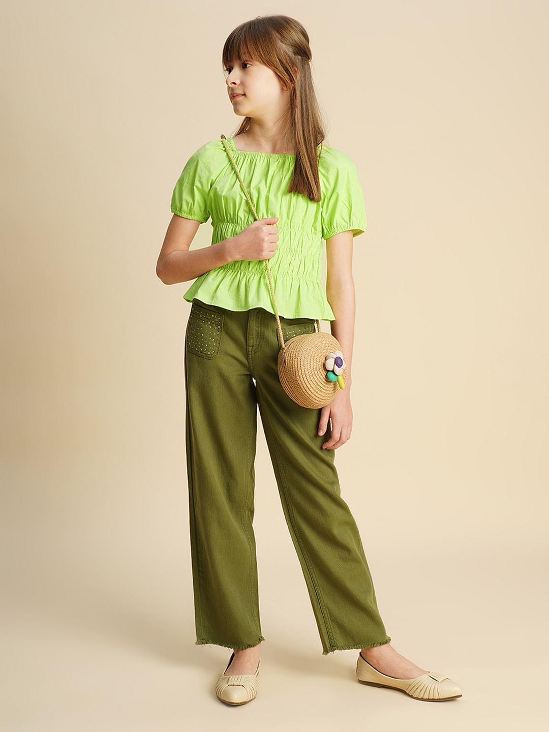 Girls Green Peplum Top