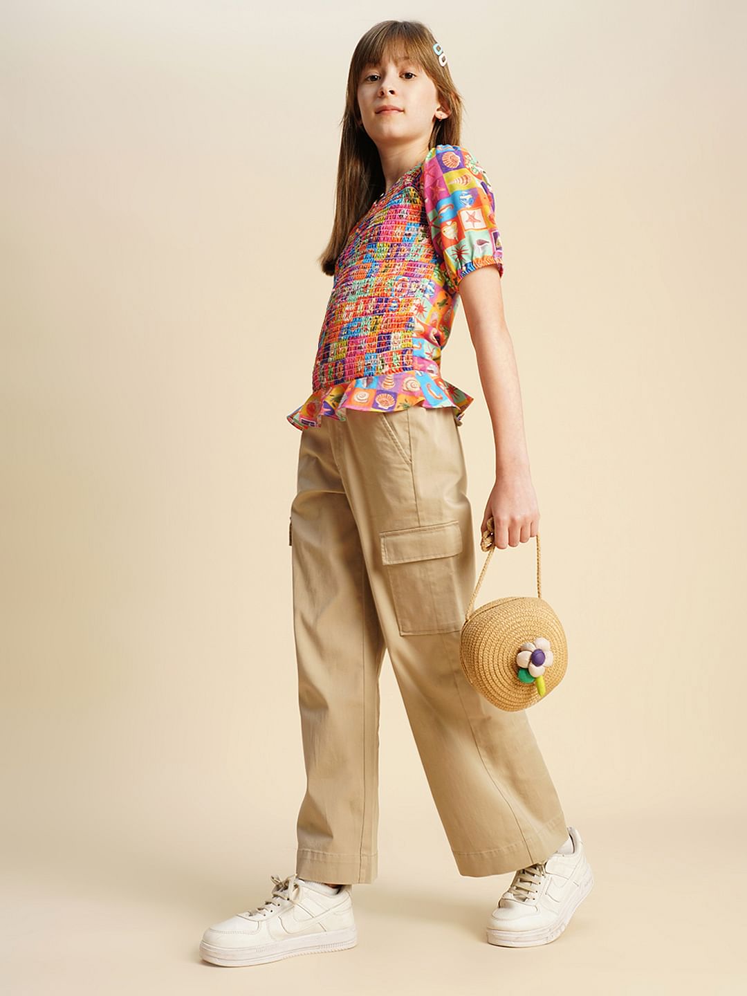 Girls Multi-Colour Printed Smock Top
