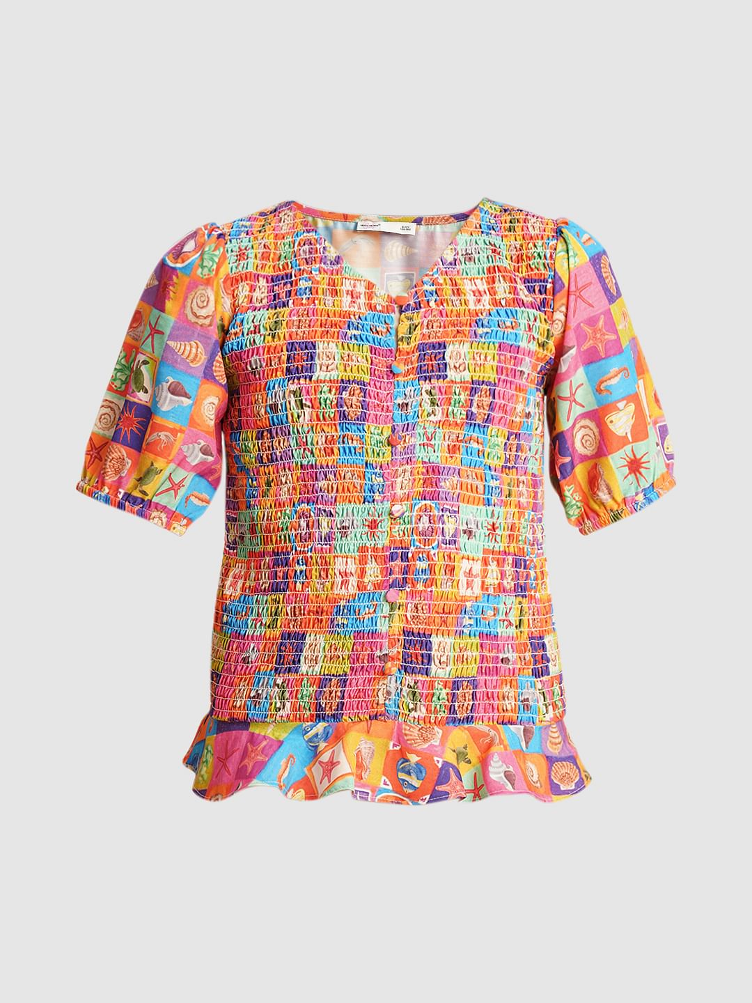 Girls Multi-Colour Printed Smock Top