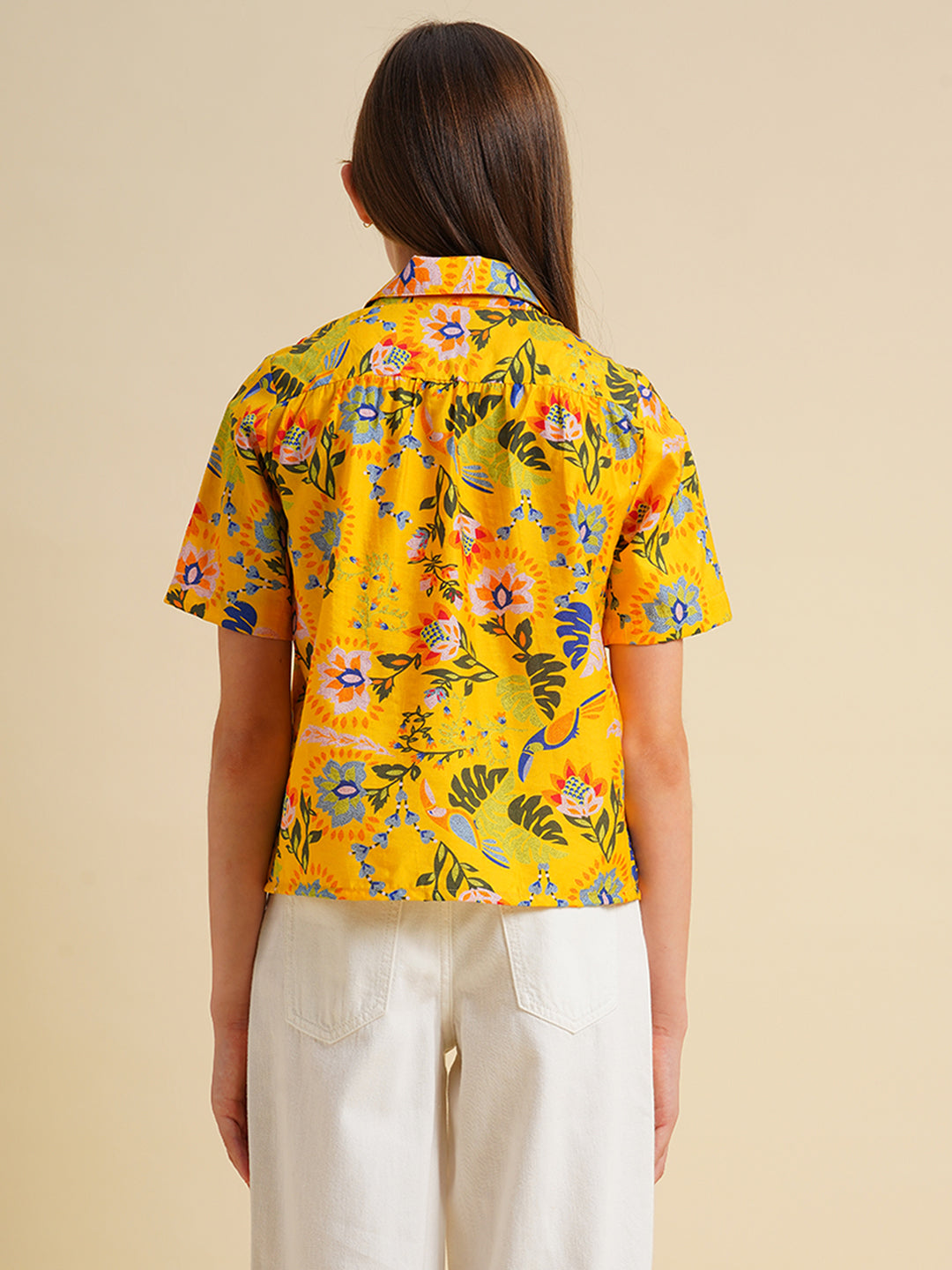 Girls Yellow Printed Shirt