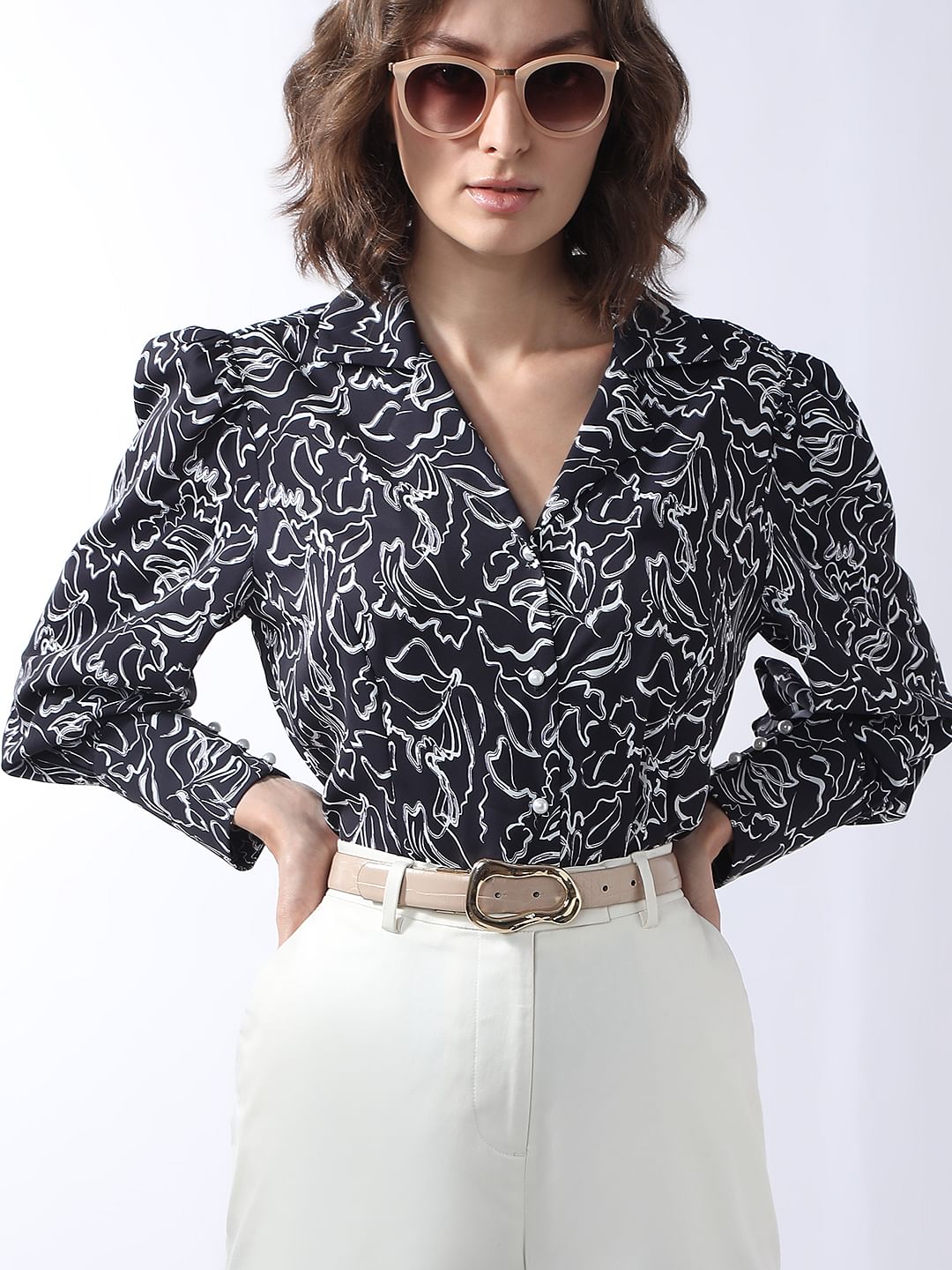 Black Abstract Print Shirt