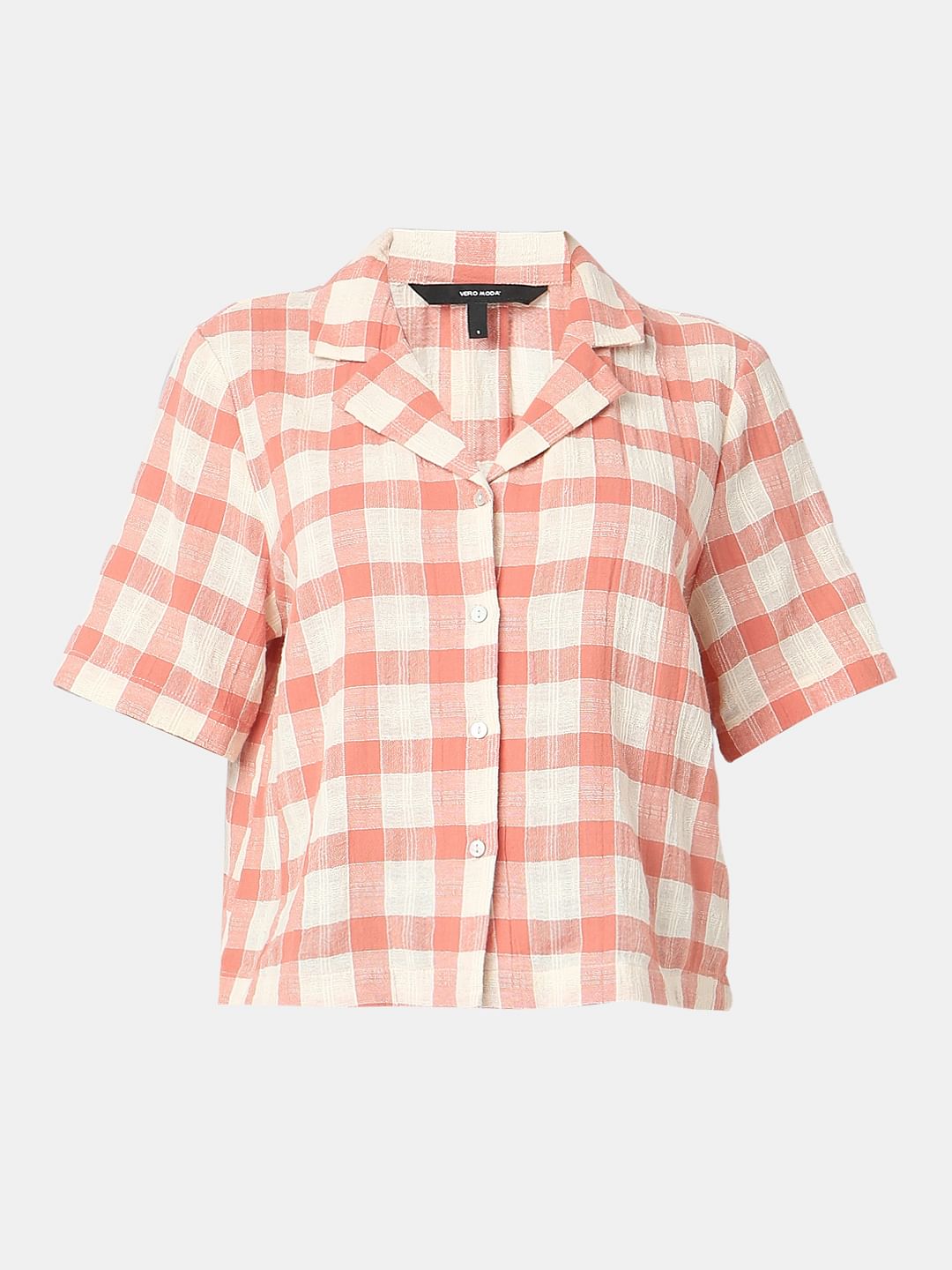 Coral Check Cotton Shirt