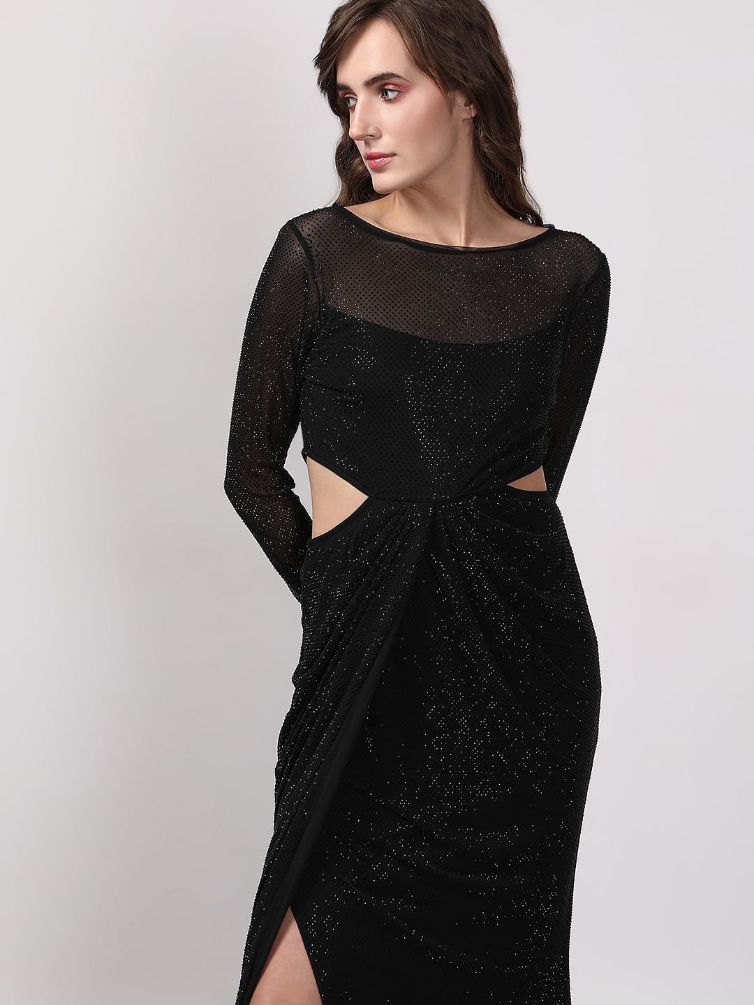 Black Diamante Maxi Dress