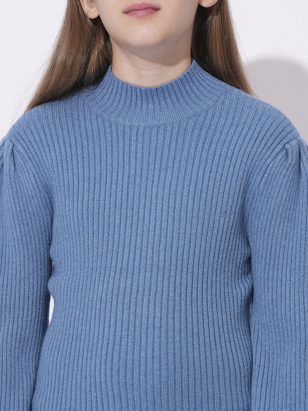 Girls Blue High Neck Pullover