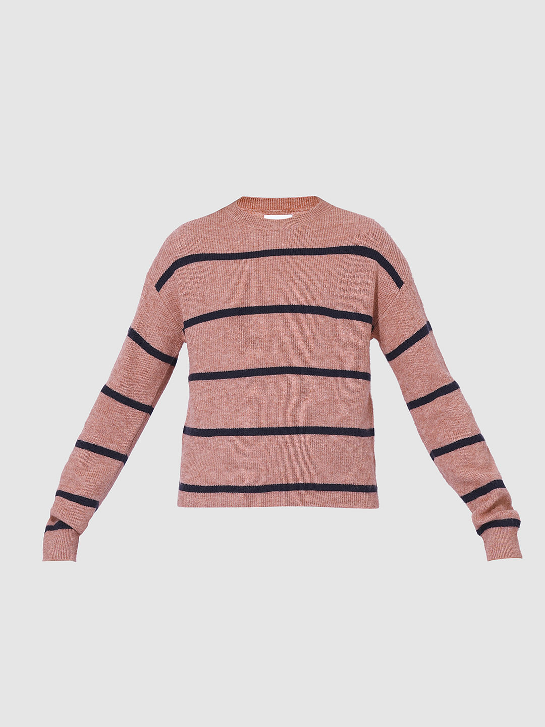 Girls Pink Vertical Striped Pullover