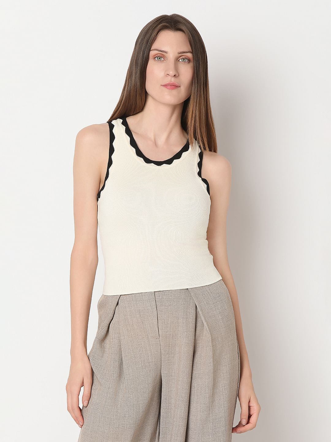 Ecru Ribbed Top