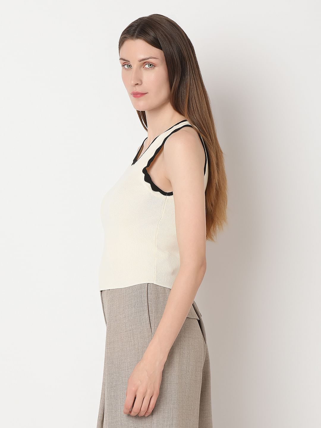 Ecru Ribbed Top