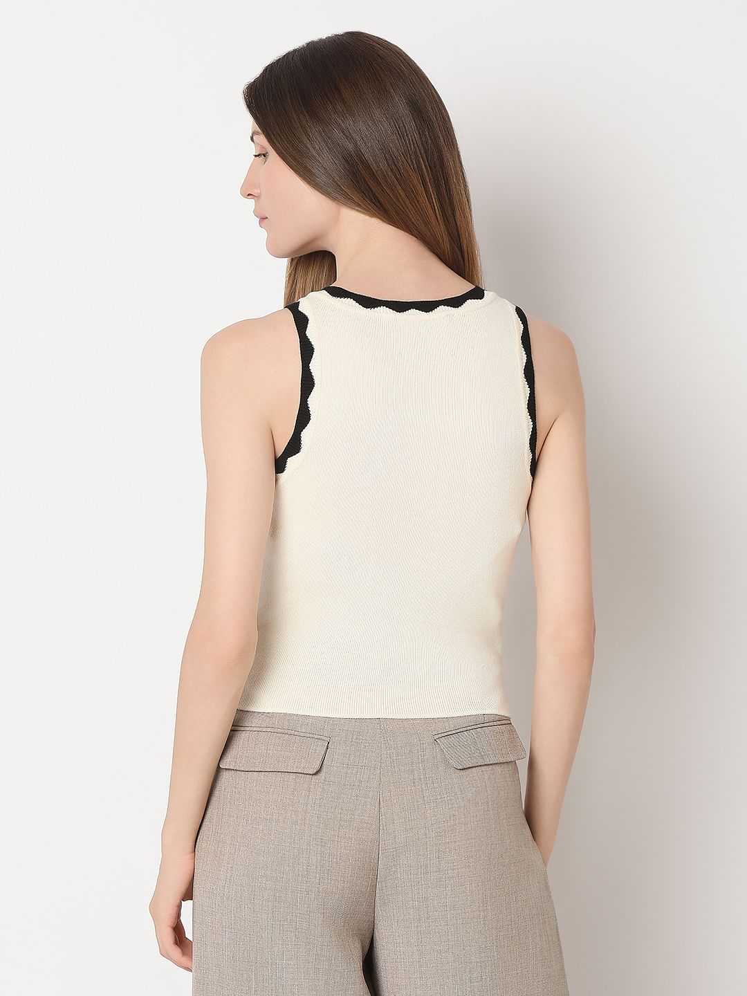 Ecru Ribbed Top